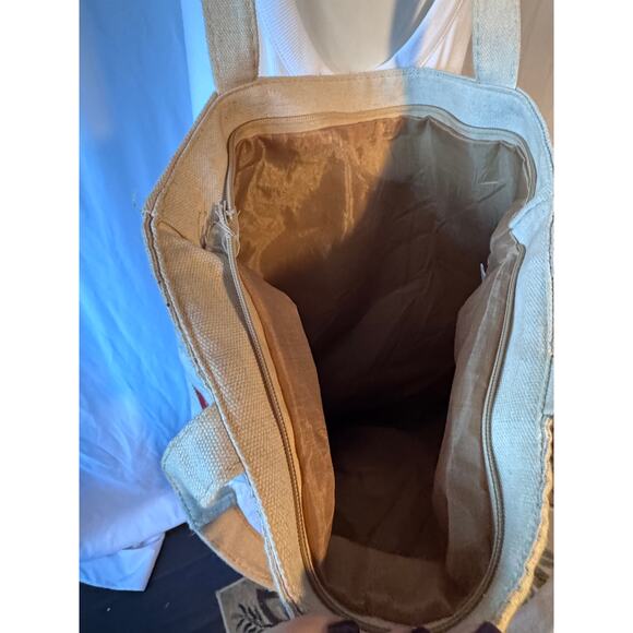 Tote Bag Kiss Print Canvas Bag 17x14.5x3 - Broken Zipper - Picture 4 of 7